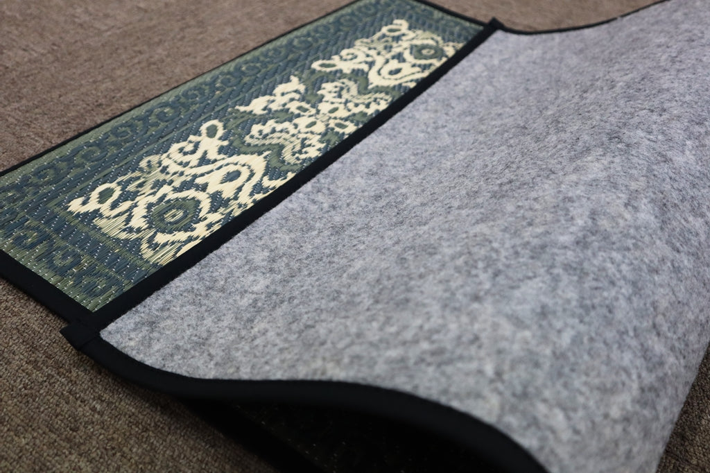 福岡花ござ　い草玄関マット　フォス　60×90cm　カラー：ネイビー